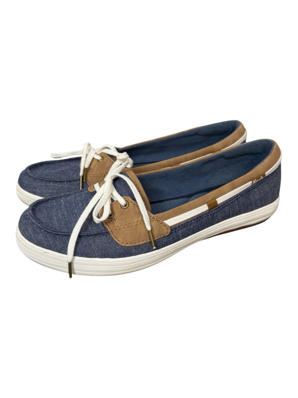 Keds Women’s Glimmer Chambray navy boat shoes size US 9
